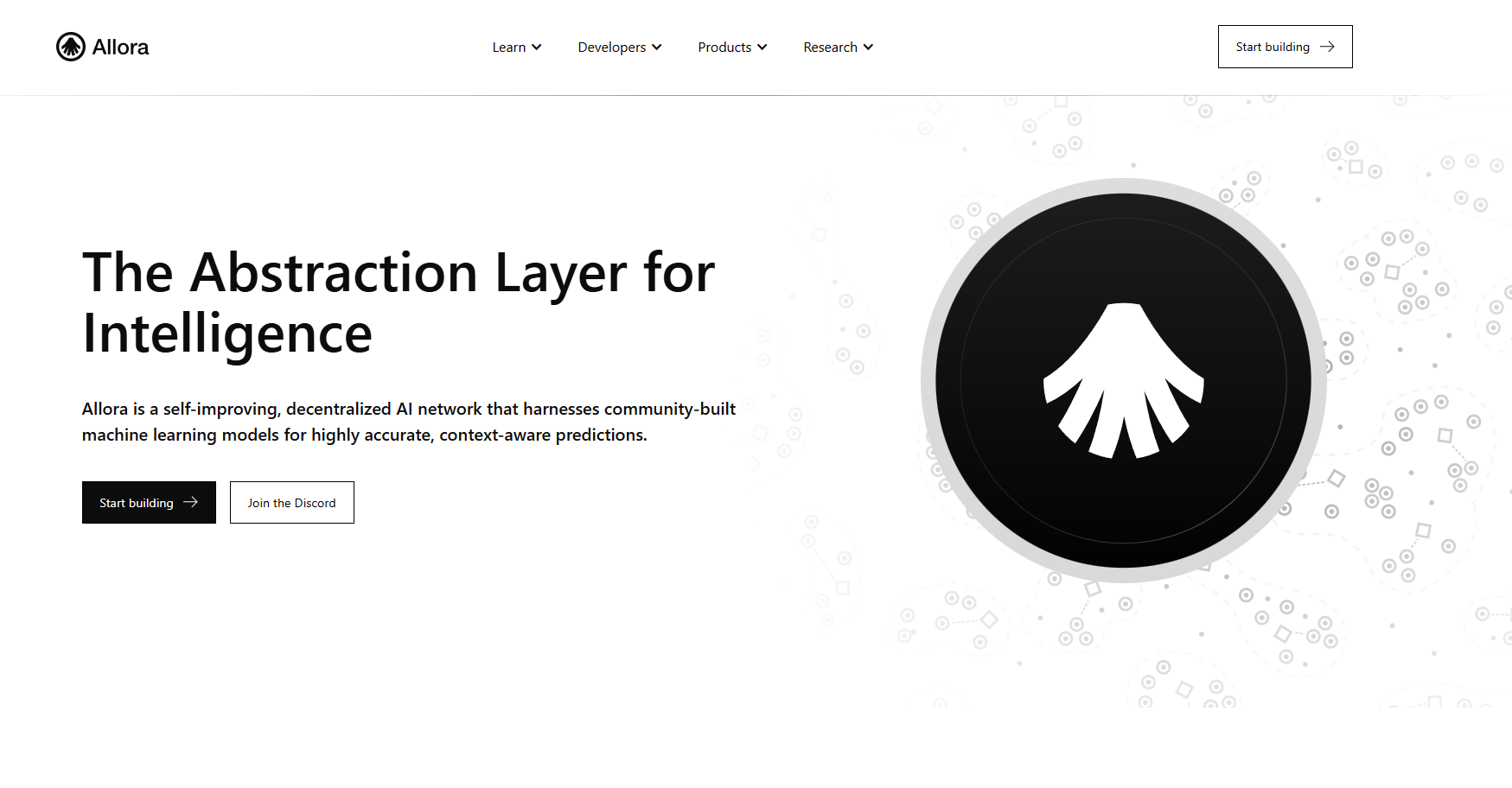 Trang chủ của Allora